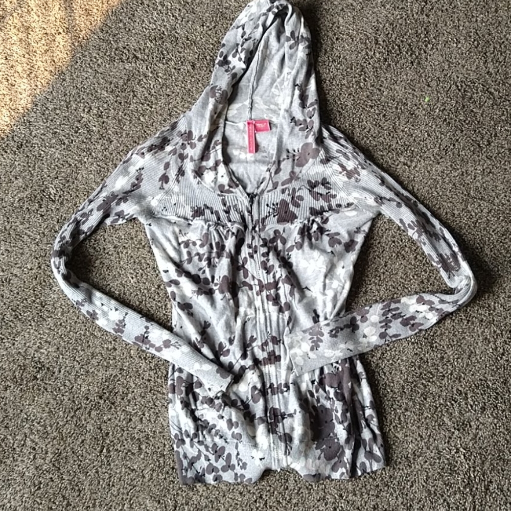 Grey floral hoodie